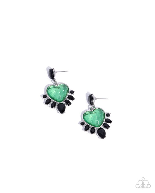 Resort Radiance - Green Mint Heart Earring Paparazzi E2811