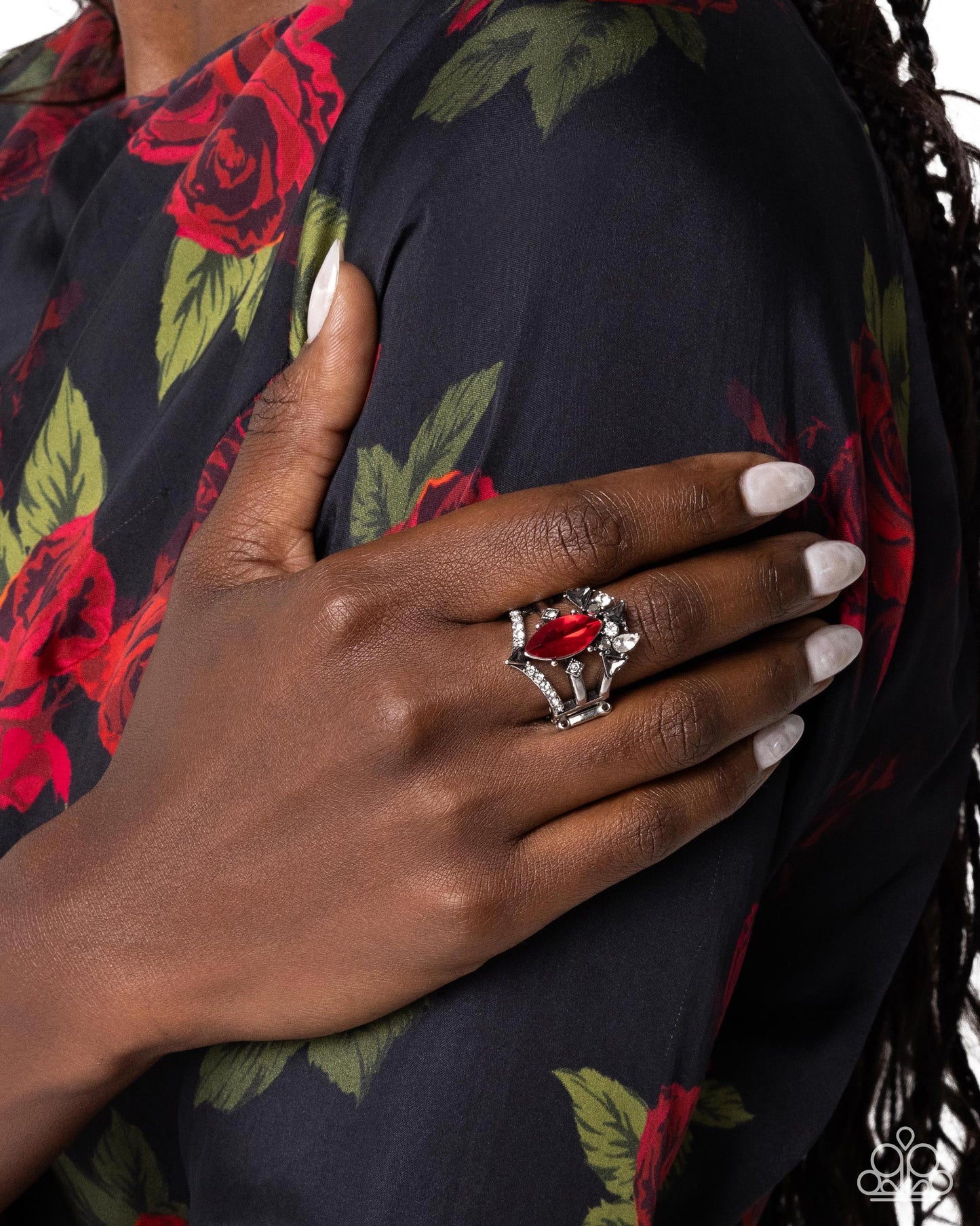 Beggin for Bling - Red, White & Smoky Gem Ring Paparazzi R0841
