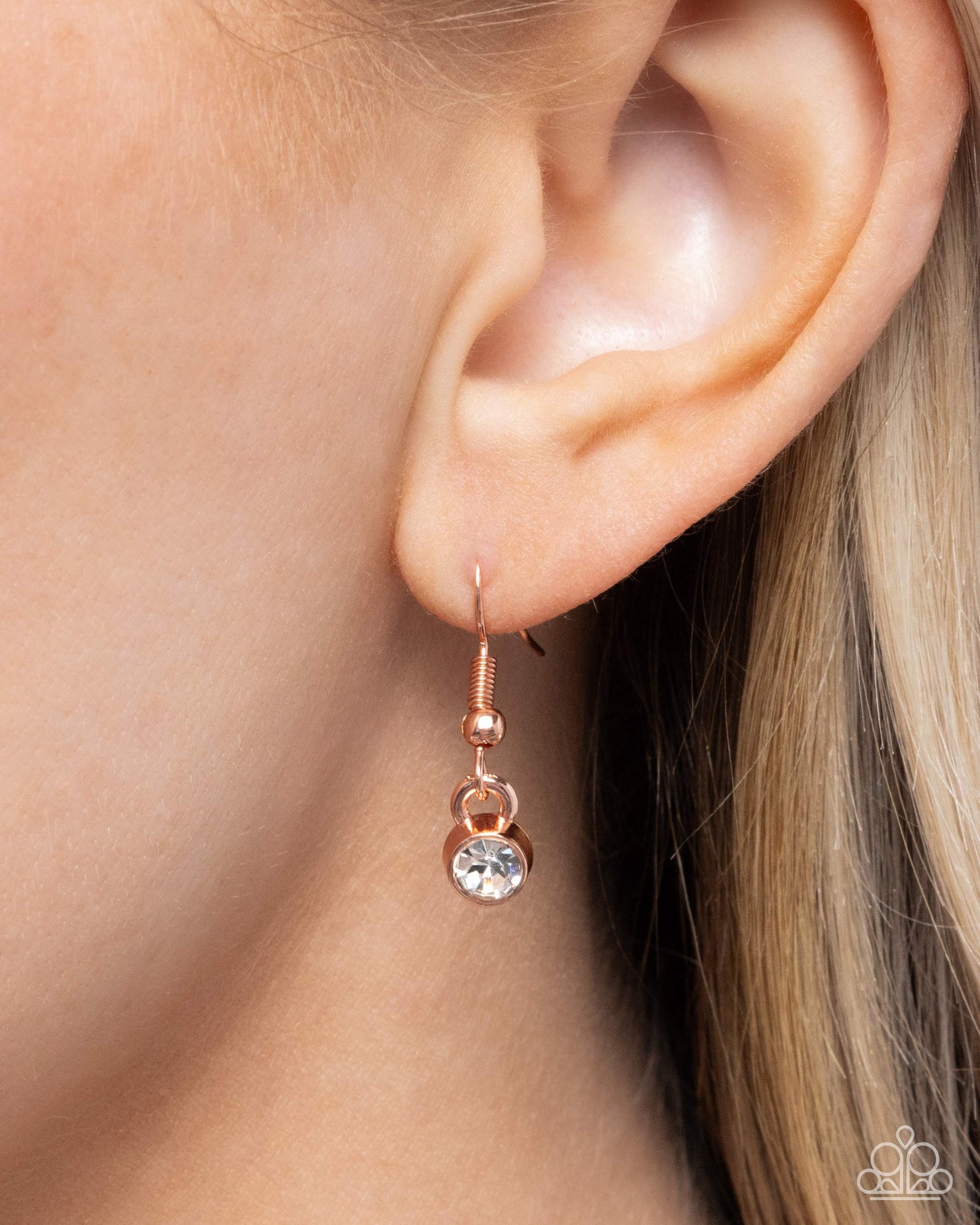 Locked Lady - Copper - Shiny Copper & White Rhinestone Necklace Paparazzi N2627