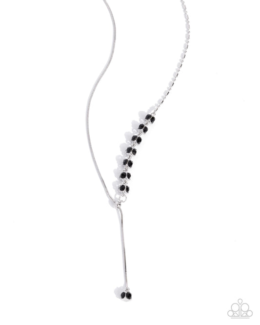 Drops of Dazzle - Black Rhinestone & Silver Snake Chain Necklace Paparazzi N2519