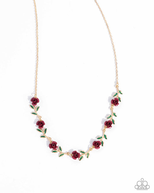 Tale As Old As PRIME - Pink Rose Flower Necklace Paparazzi N2828