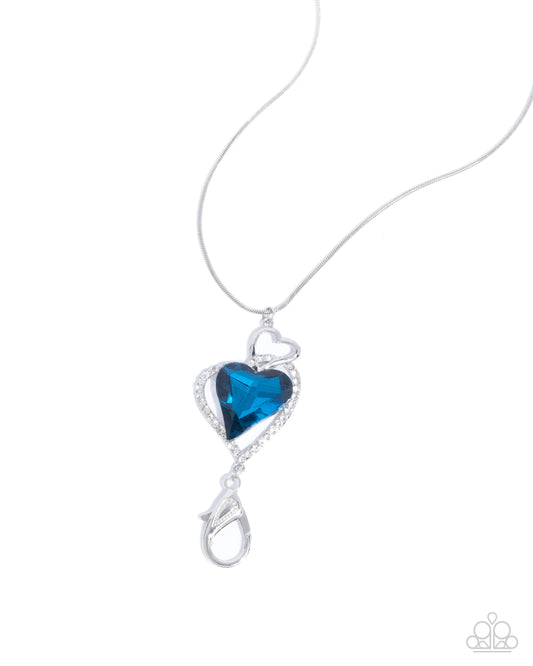 Taking My Time - Blue Heart Gem Lanyard Necklace Paparazzi N2810