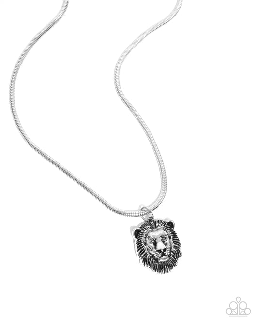 Leo Leader - Silver Lion Pendant Urban Necklace Paparazzi N3136