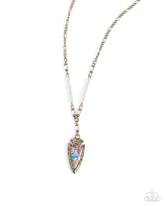 Coarse Change - Purple Multicolored Stone Brass Arrow Santa Fe Style Necklace Paparazzi N3376