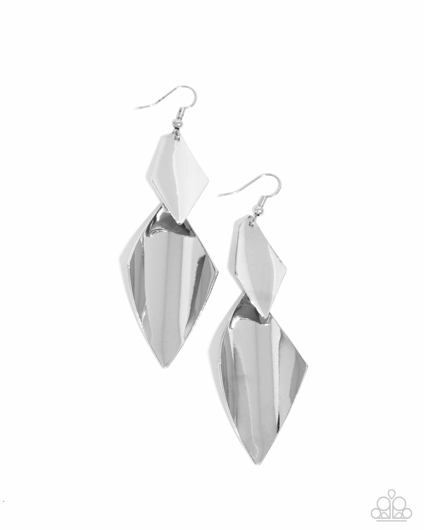 Skillfully Sheared - Silver Highly Reflective Sheen Earring Paparazzi E2341
