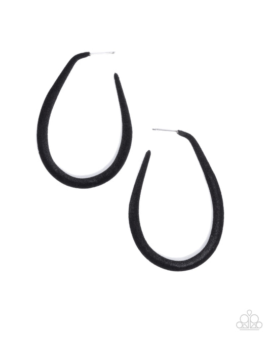 The Right Angle - Black Felt 1 3/4 Inch J Hoop Earring Paparazzi E2775