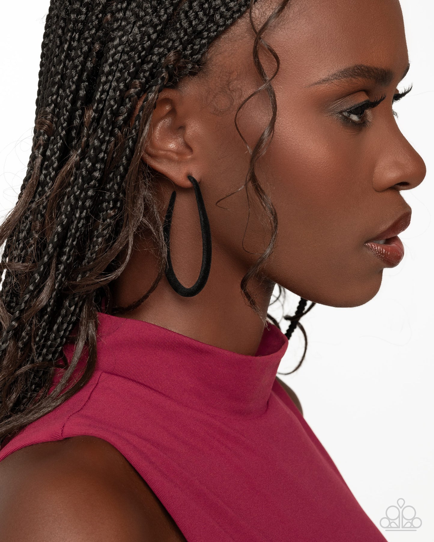 The Right Angle - Black Felt 1 3/4 Inch J Hoop Earring Paparazzi E2775