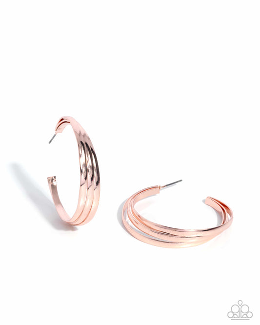 Layover Leader - Rose Gold 1 1/2 Inch Hoop Earring Paparazzi E2553