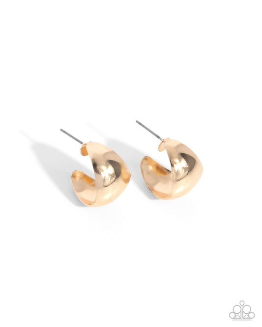 Suddenly Shiny - Gold Tapered 3/4 Inch Hoop Earring Paparazzi E2344