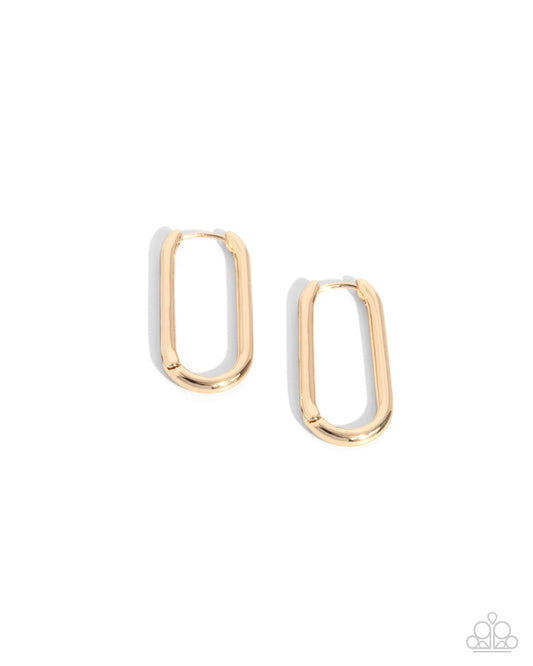 Paramount Paperclips - Gold Paperclip Link 1/2 Inch Hinged Hoop Earring Paparazzi E3069