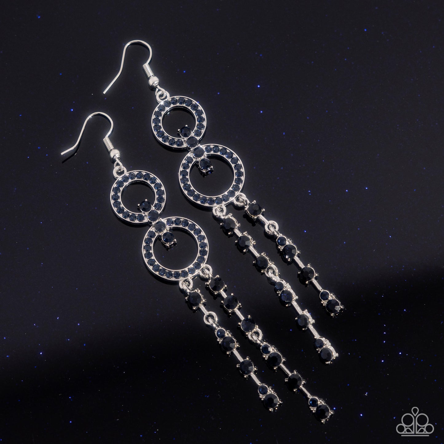 Chic Crowd - Blue Montana Rhinestone & Gem Silver Earring Paparazzi E2718