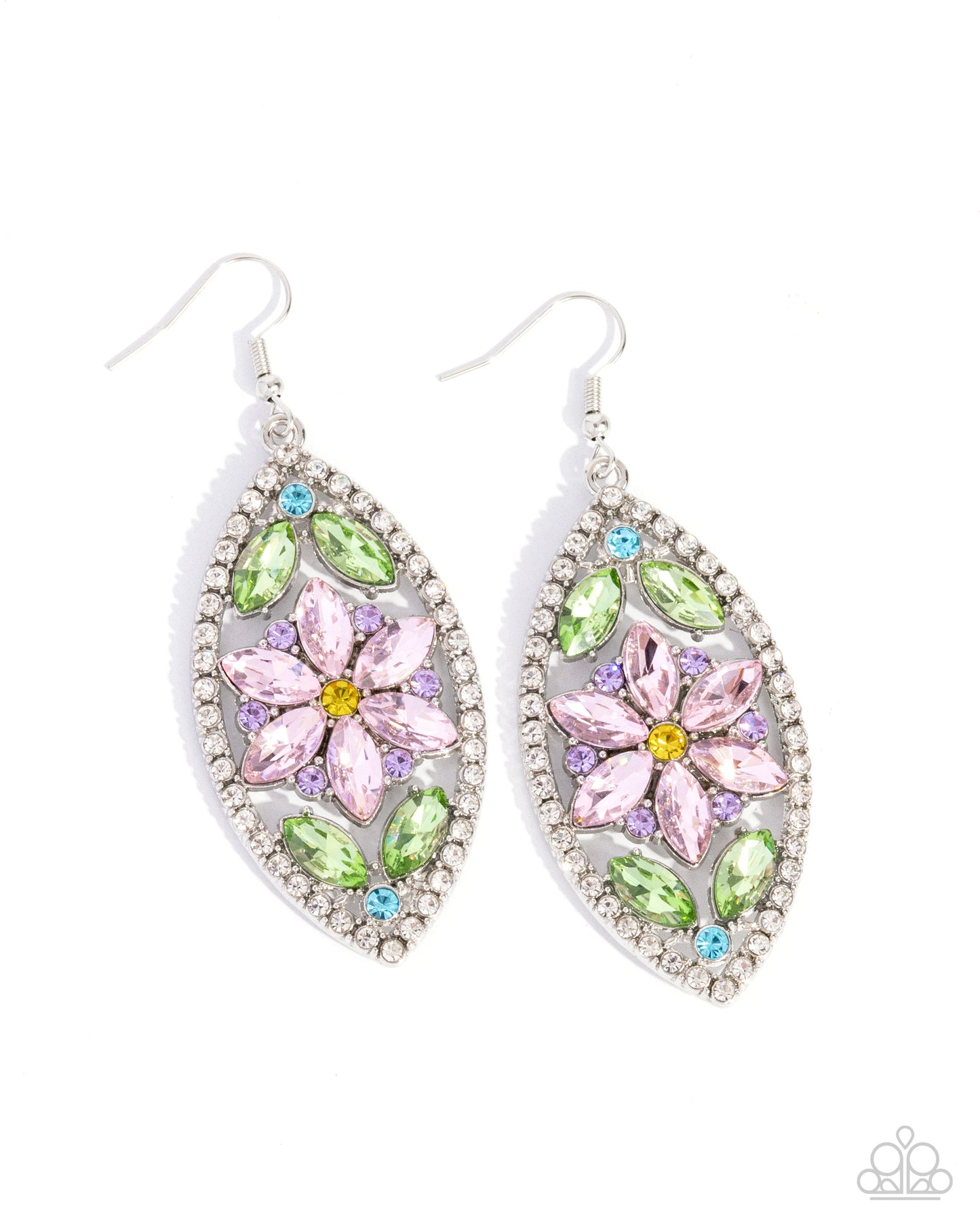 Gallant Garden - Multi Pink, Yellow & Green Gem Flower Earring Paparazzi E2432