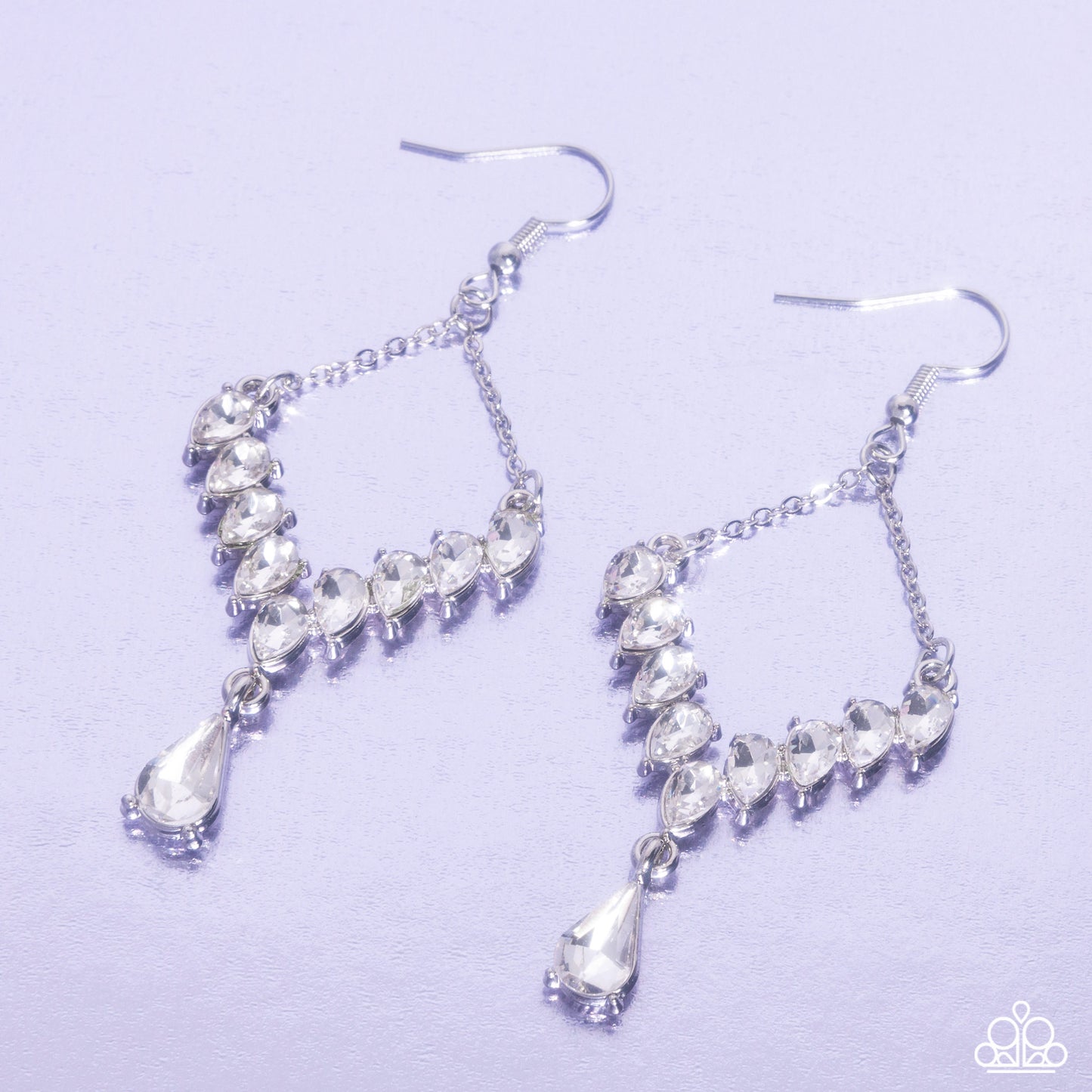 Dripping Drama - White Gem Teardrop Earring Paparazzi E2533