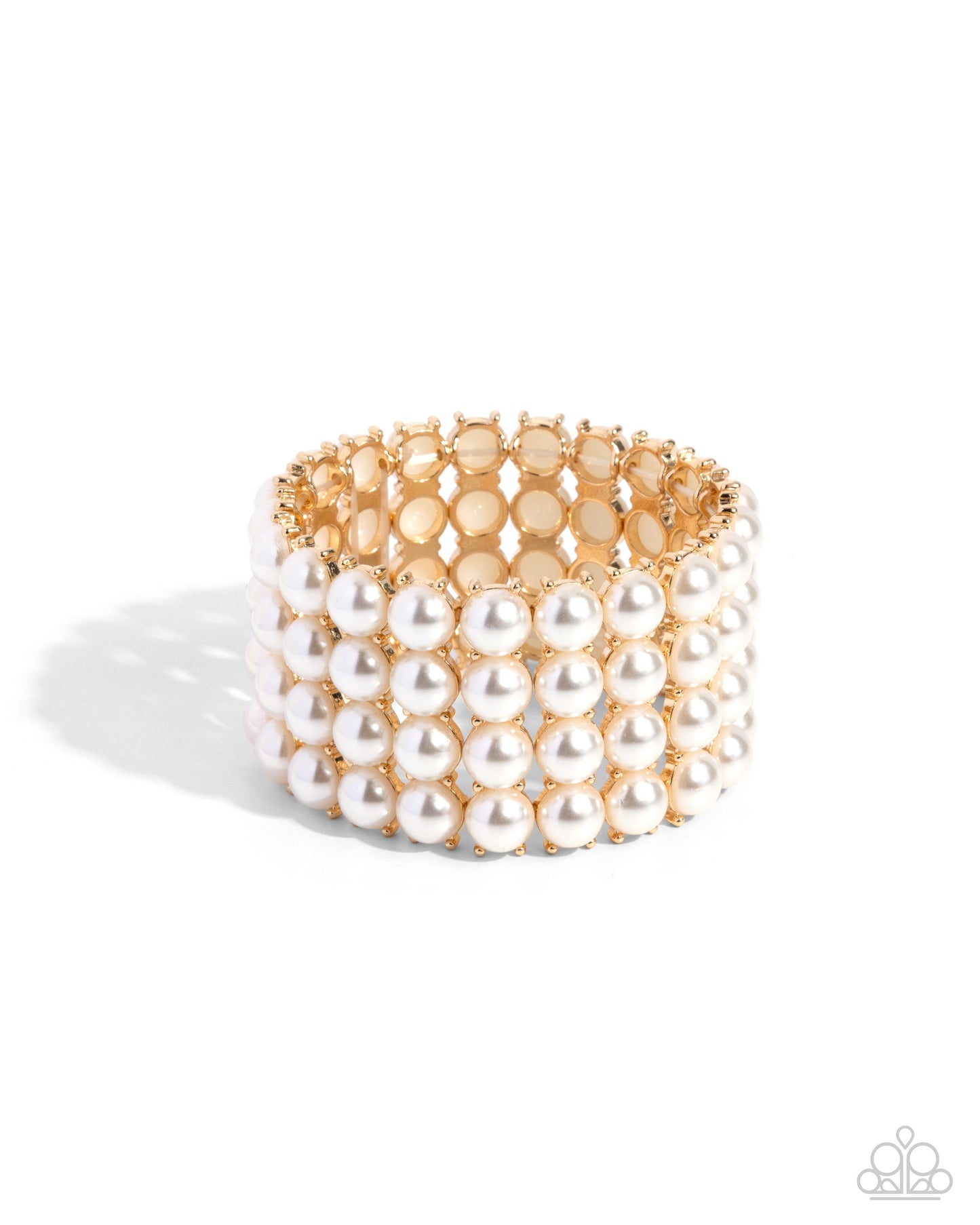 Ombre' Overture - Gold & Pearl Stretch Bracelet Paparazzi B1991