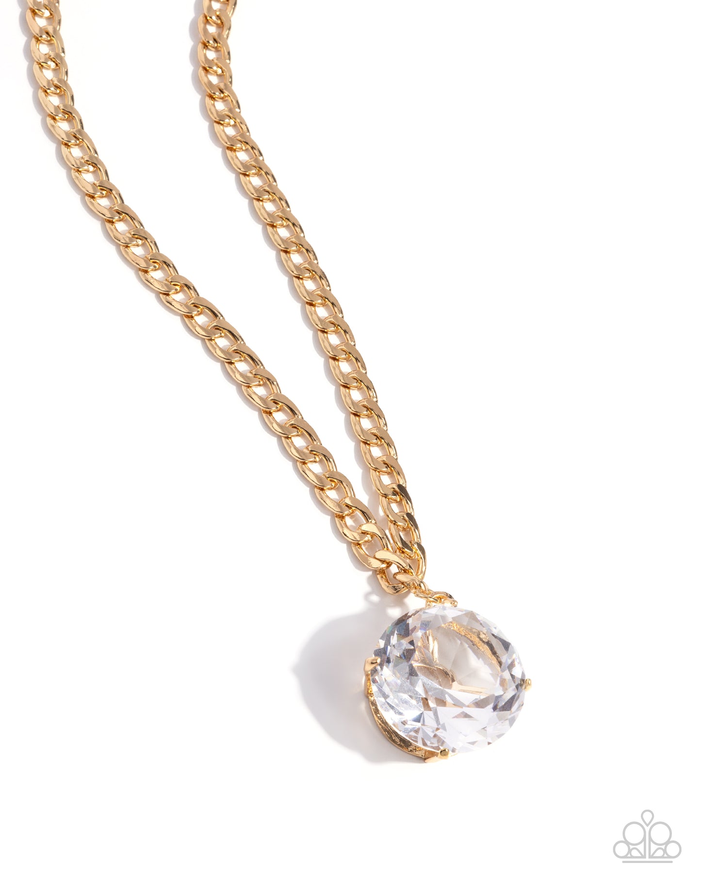 Musings State of Mind - Gold White Gem Necklace Life Of The Party October 2024 Paparazzi N2640