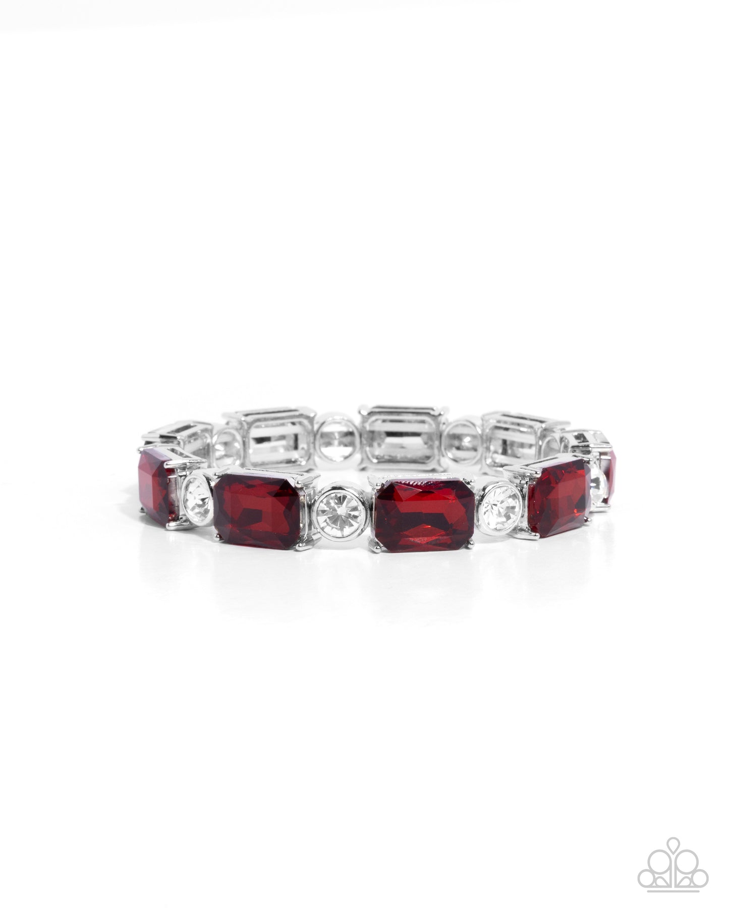Tonight Only! - Red & White Gem Stretch Bracelet Paparazzi B2151