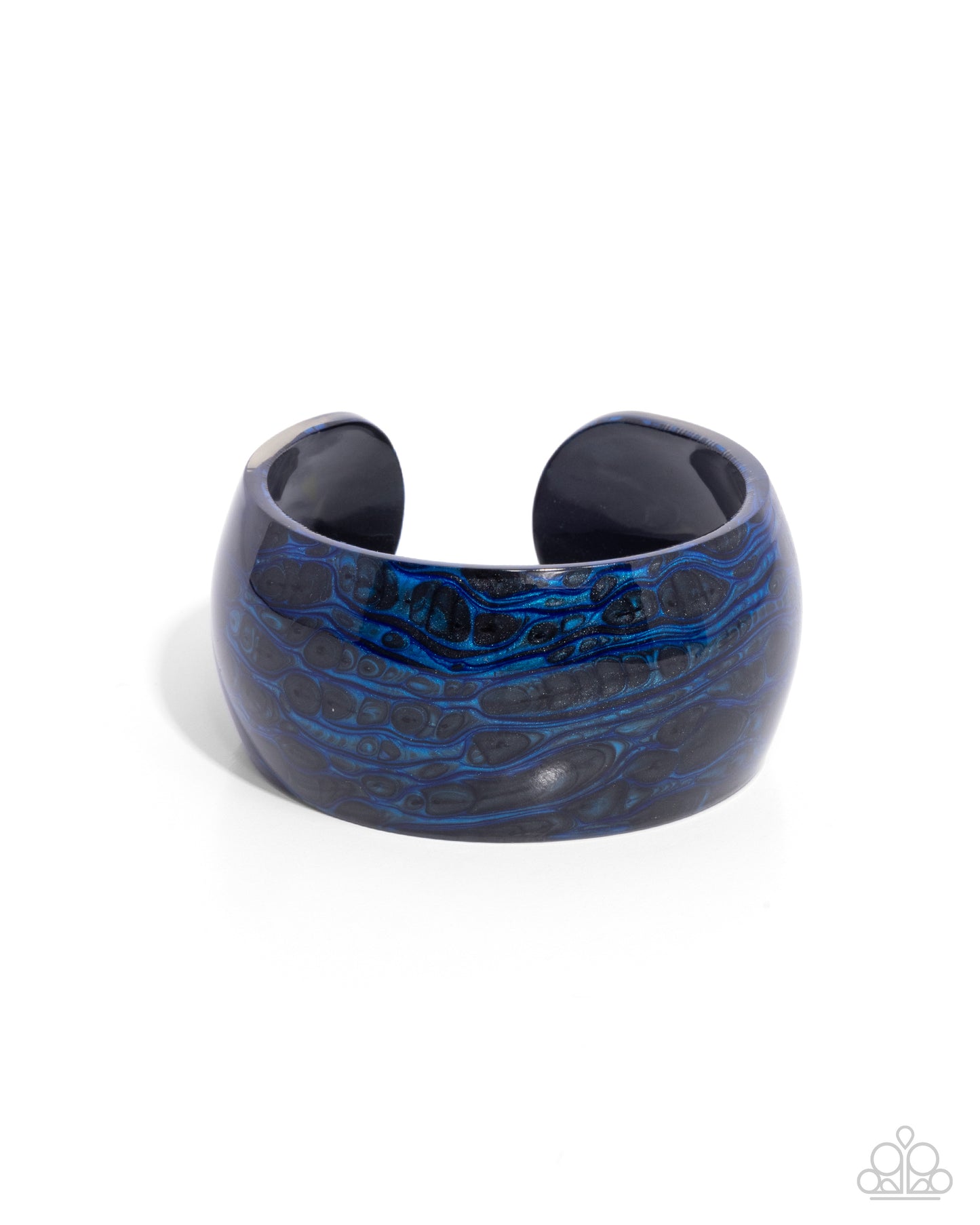 Radical Rendezvous - Blue & Black Pattern Acrylic Cuff Bracelet Paparazzi B1966