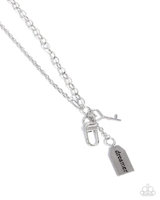 Paparazzi Dreamy Direction - Silver Inspirational "Dreamer" Lanyard Necklace N2530