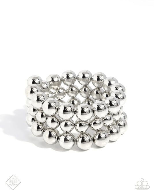 Refreshing Raindrops - Silver Coil Bracelet Magnificent Musings Fashion Fix October 2024 Paparazzi B1854