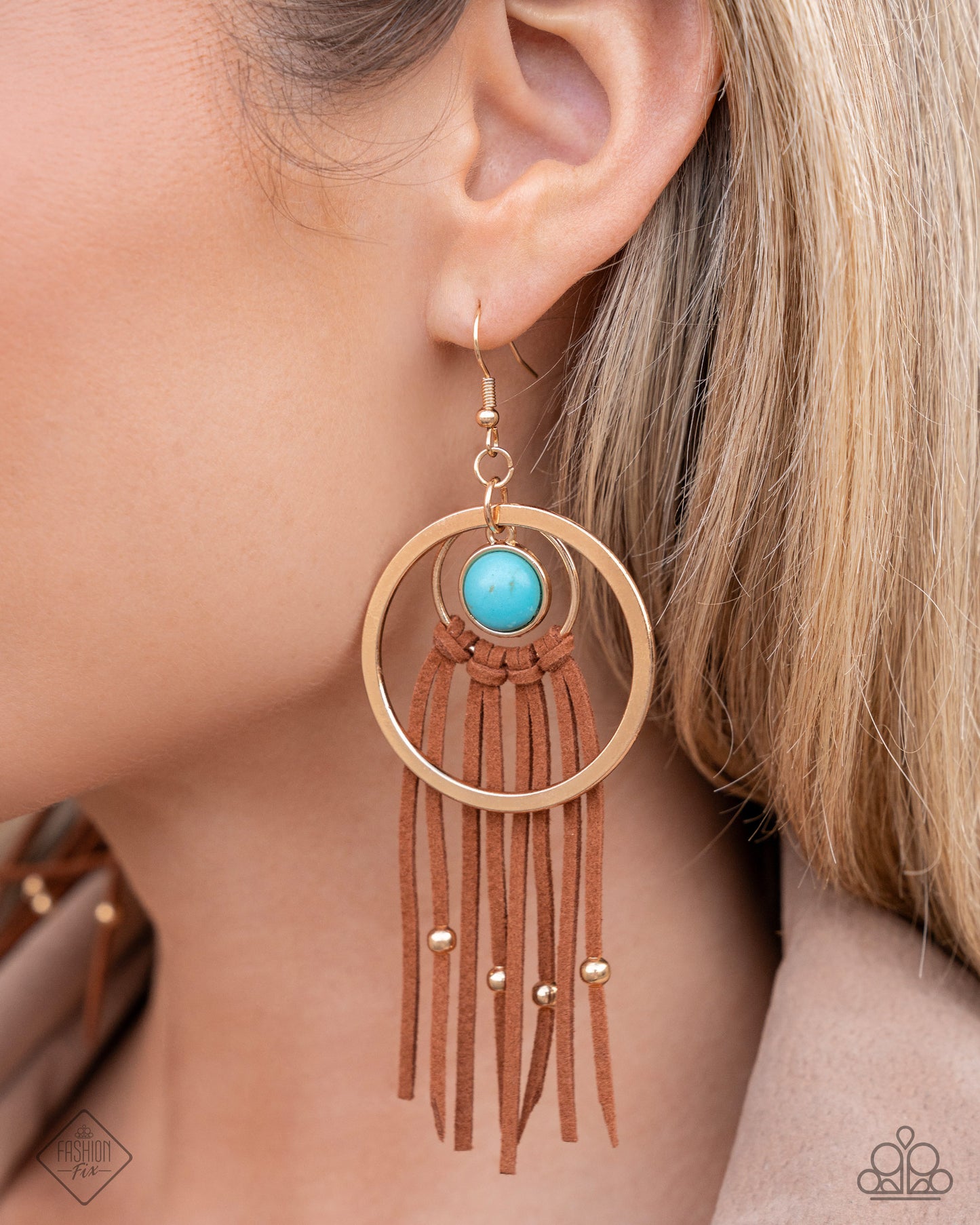 Texan Tapestry - Gold Earring Simply Santa Fe November 2024 Fashion Fix Paparazzi E3028
