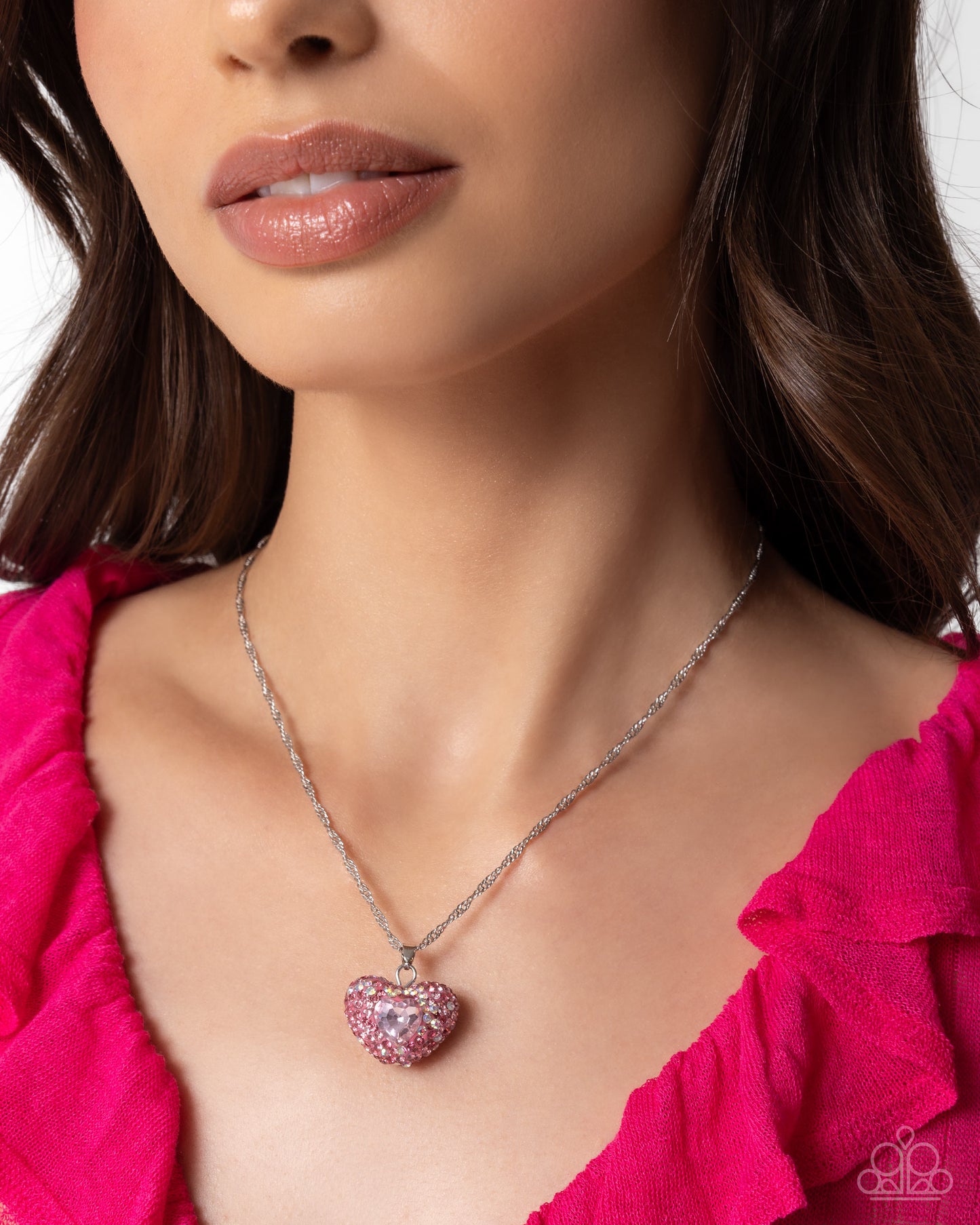 Best Of My Heart - Pink, Light Rose, Iridescent Rhinestone Heart Necklace Paparazzi