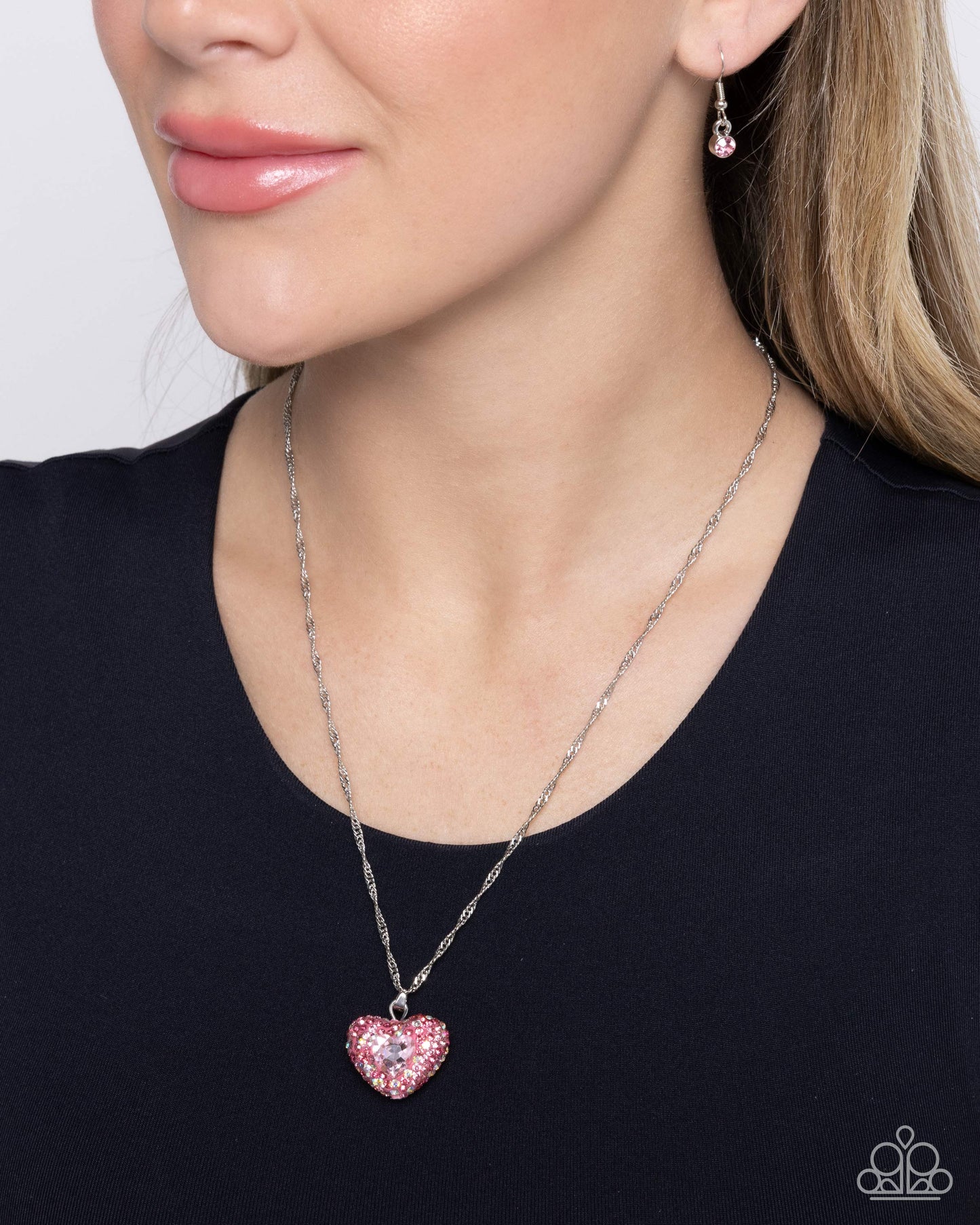 Best Of My Heart - Pink, Light Rose, Iridescent Rhinestone Heart Necklace Paparazzi
