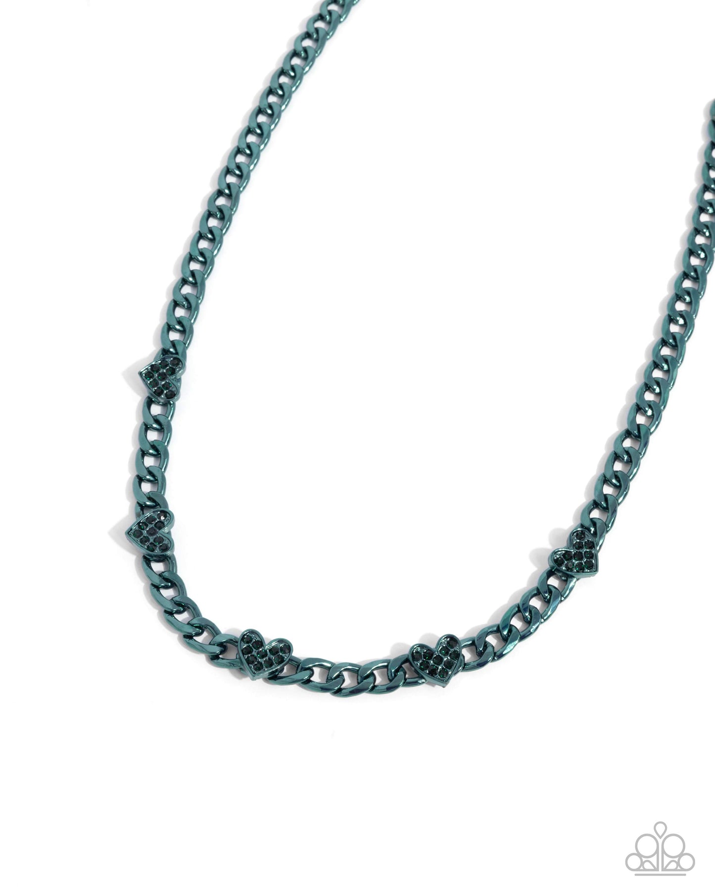 Fond Fashion - Green Emerald Heart & Rhinestone Necklace Paparazzi N2618