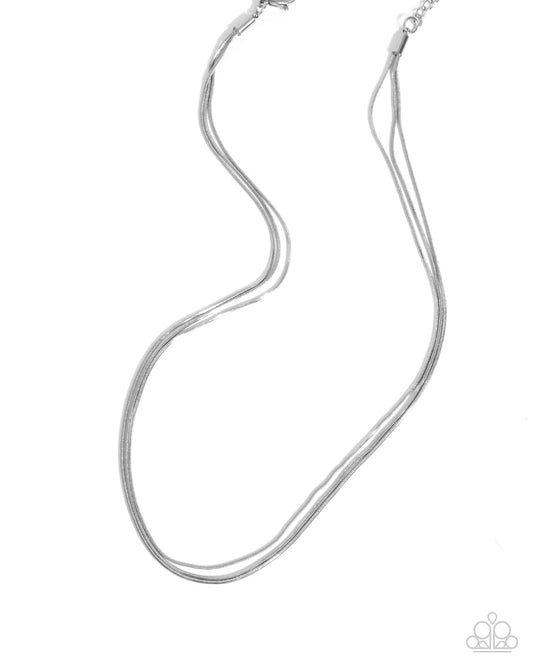 Classy Companion - Silver Trio Of Snake Chain Layered Necklace Paparazzi N3071
