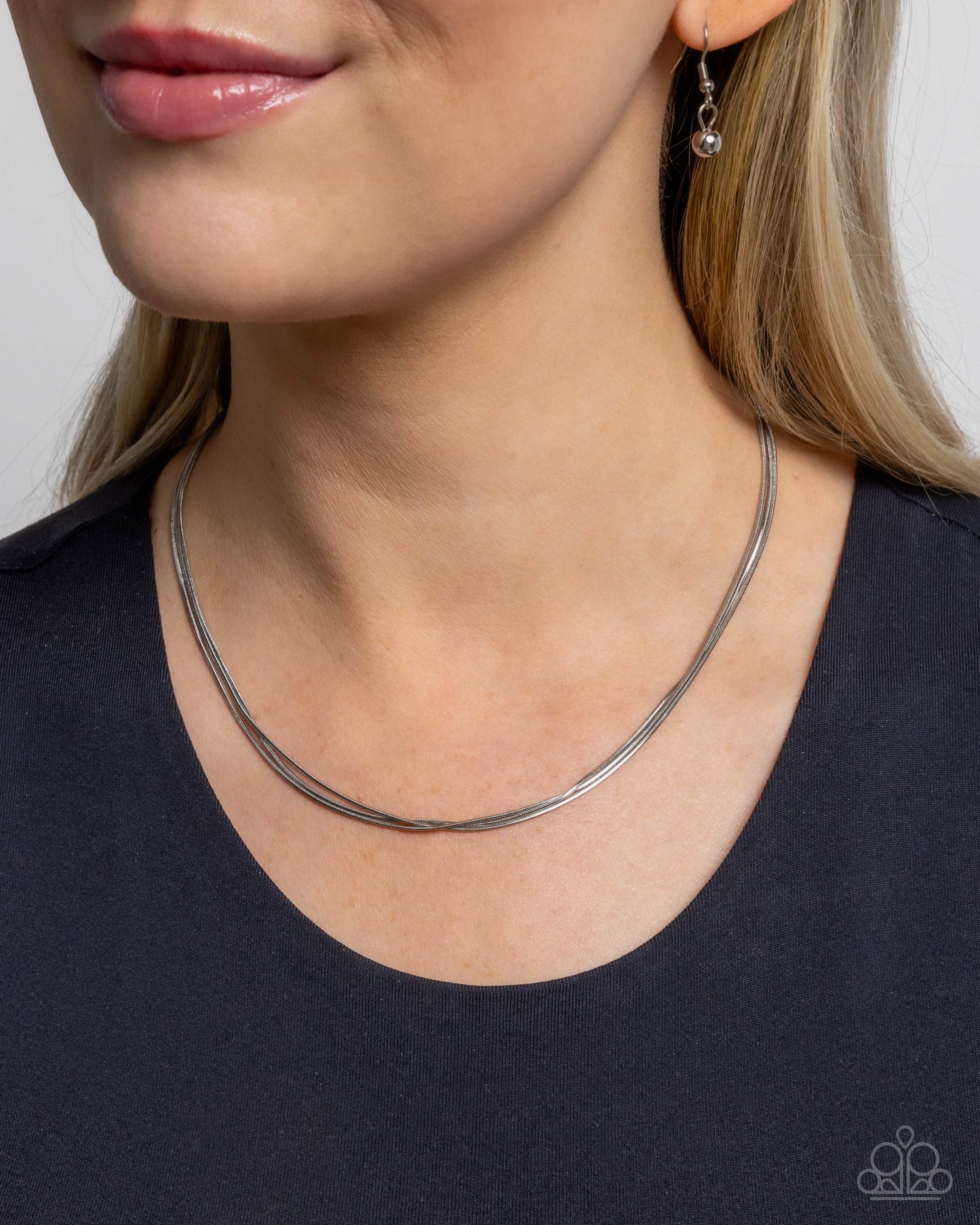 Classy Companion - Silver Trio Of Snake Chain Layered Necklace Paparazzi N3071