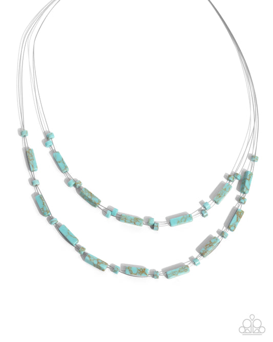 Earthy Extrovert - Blue Turquoise Stone Santa Fe Style Necklace Paparazzi N2822