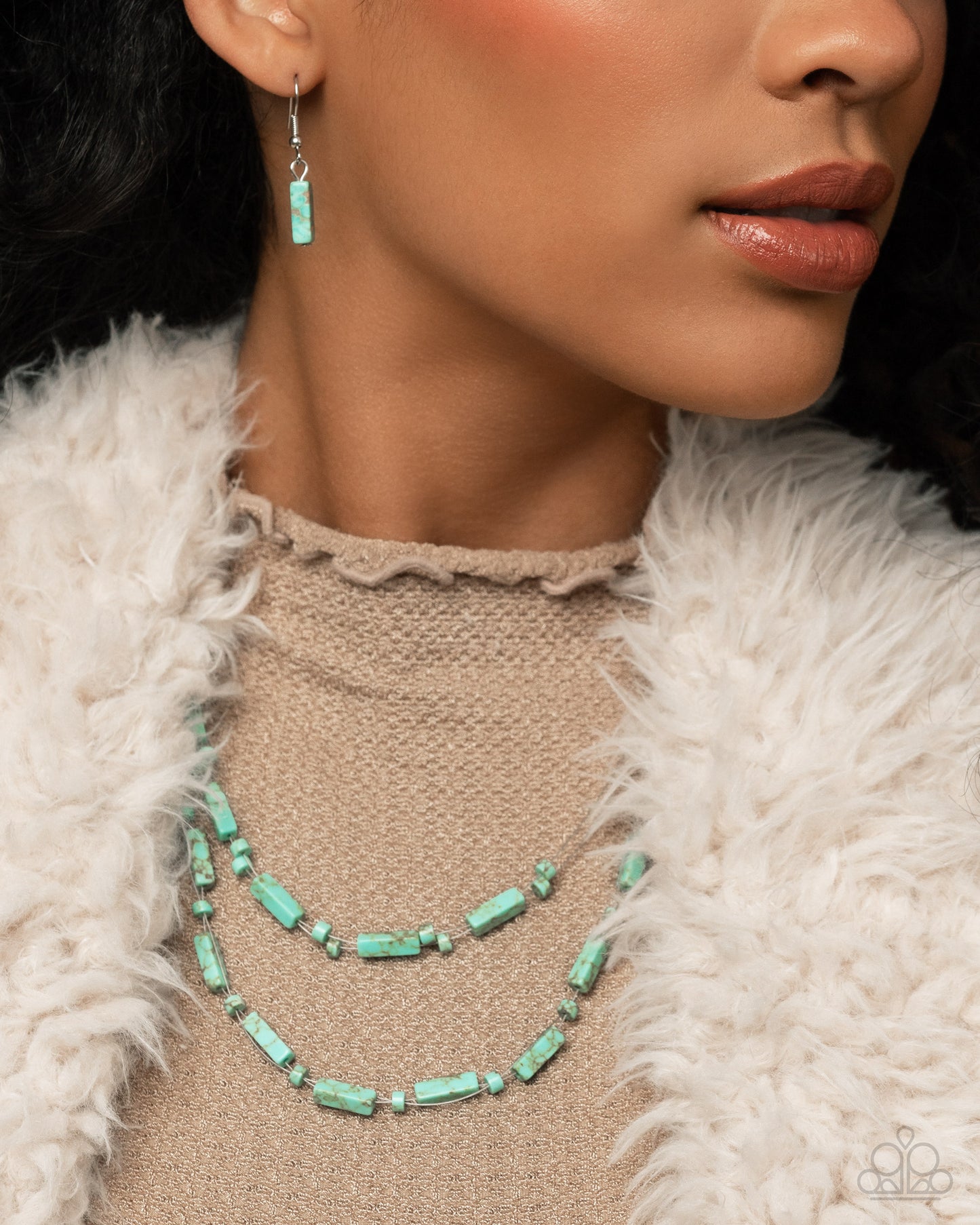 Earthy Extrovert - Blue Turquoise Stone Santa Fe Style Necklace Paparazzi N2822