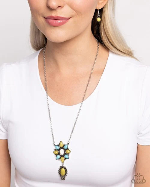 Force Of Habit Multicolored Fern & Turquoise Stone Floral Santa Fe Style Necklace Paparazzi N2622