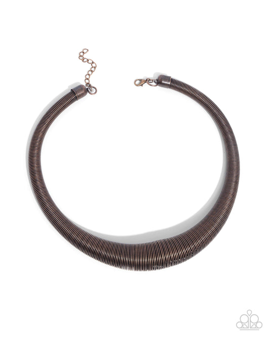 Paparazzi Dramatic Dynasty - Copper Coil Necklace N3142