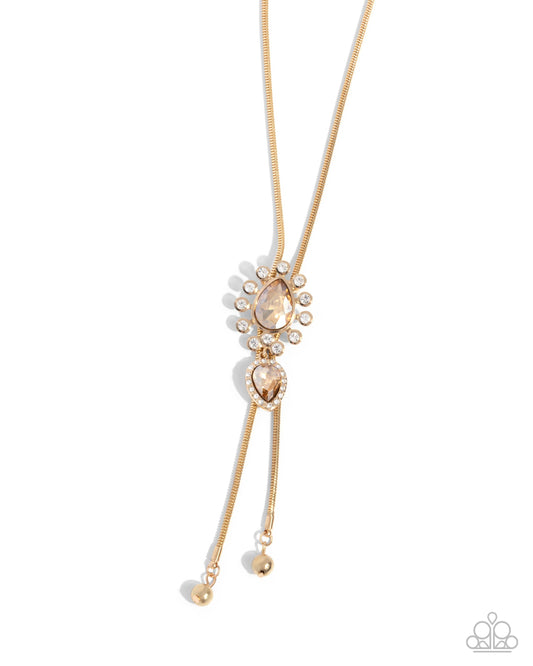 London Layers - Gold Snake Chain Bolo Style Necklace Paparazzi N3353