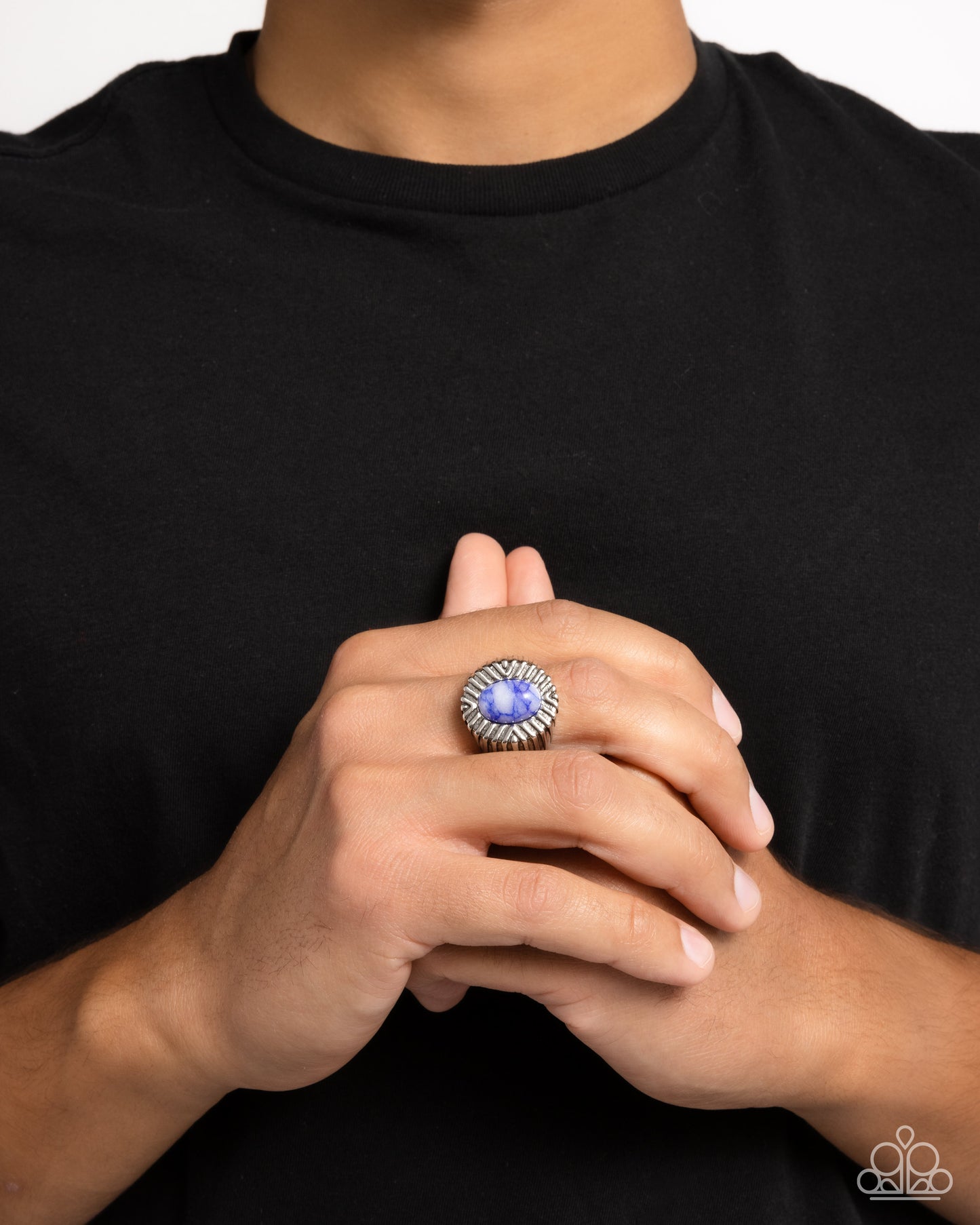 Better Behavior - Blue Marbled Stone Silver Urban Ring Paparazzi