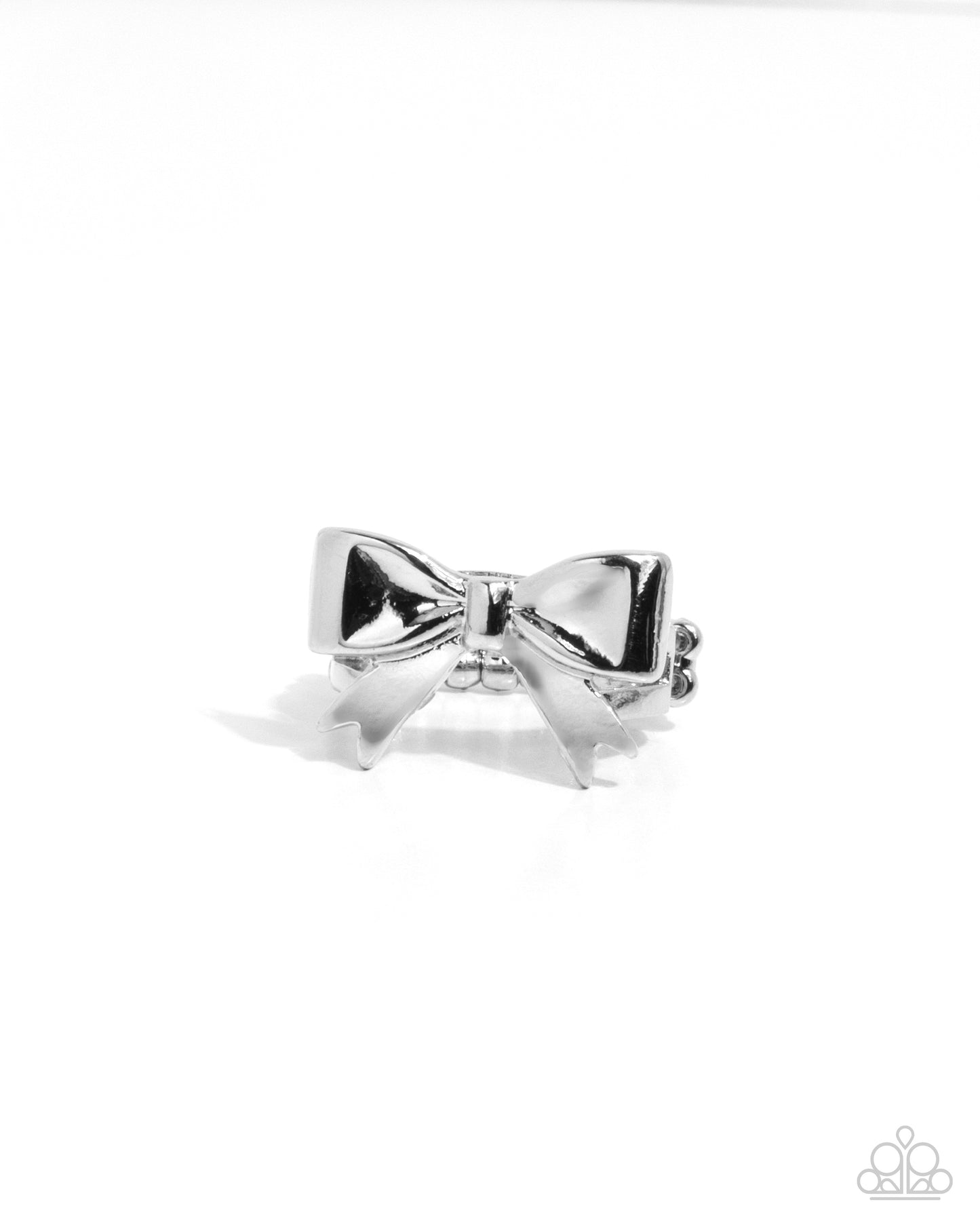 Becoming Brilliant - Silver High Sheen Bow Ring Paparazzi R0867