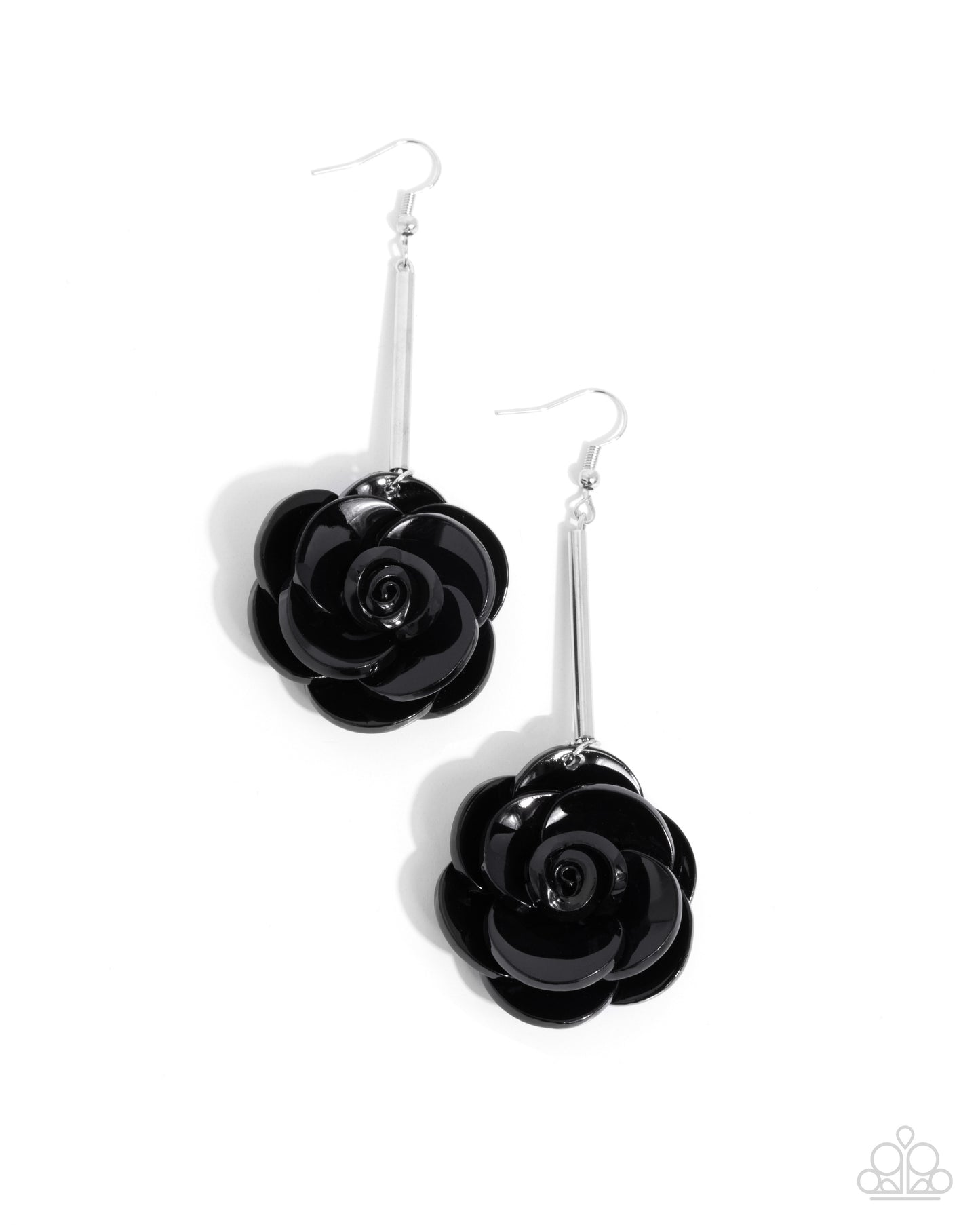 Saccharine Sprig - Black Acrylic Rosette Earring Paparazzi E2735