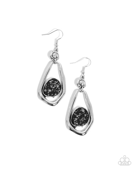 Paparazzi Scouting Spirals - Black Stone Silver Santa Fe Style Earrings E3220