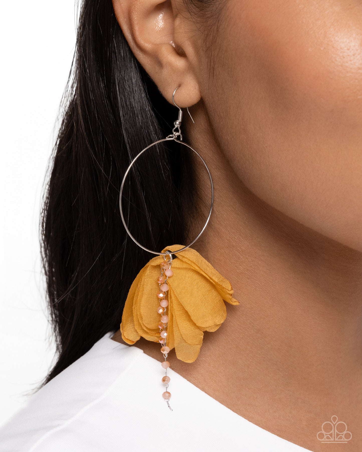 Perennial Perspective - Yellow Antiqued Flower Earring Paparazzi E2495