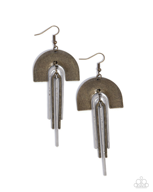 Rainbow Rarity - Brass & Brass Rainbow Earring Paparazzi E2748