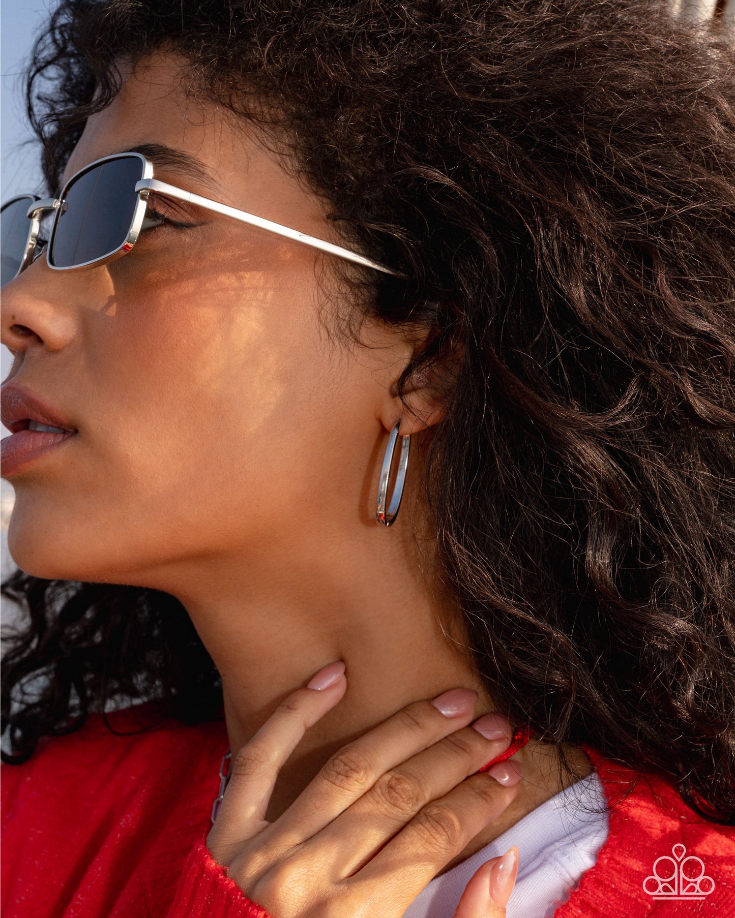 Now or LEISURE - Silver 3/4 Inch Hinge Hoop Earring Paparazzi E2588
