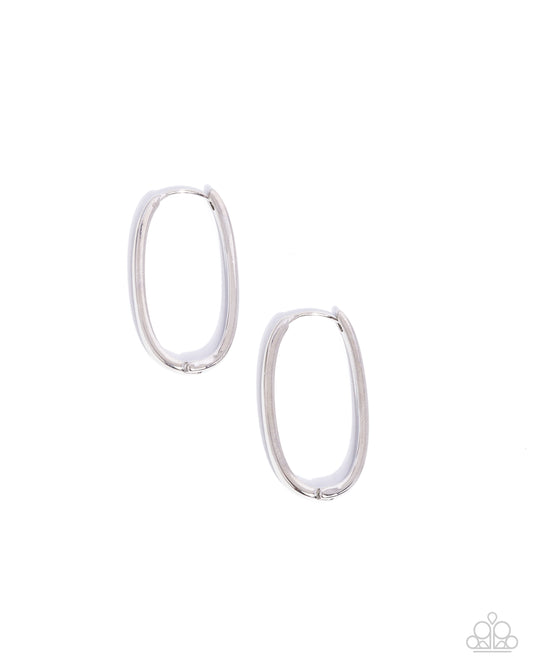 Now or LEISURE - Silver 3/4 Inch Hinge Hoop Earring Paparazzi E2588