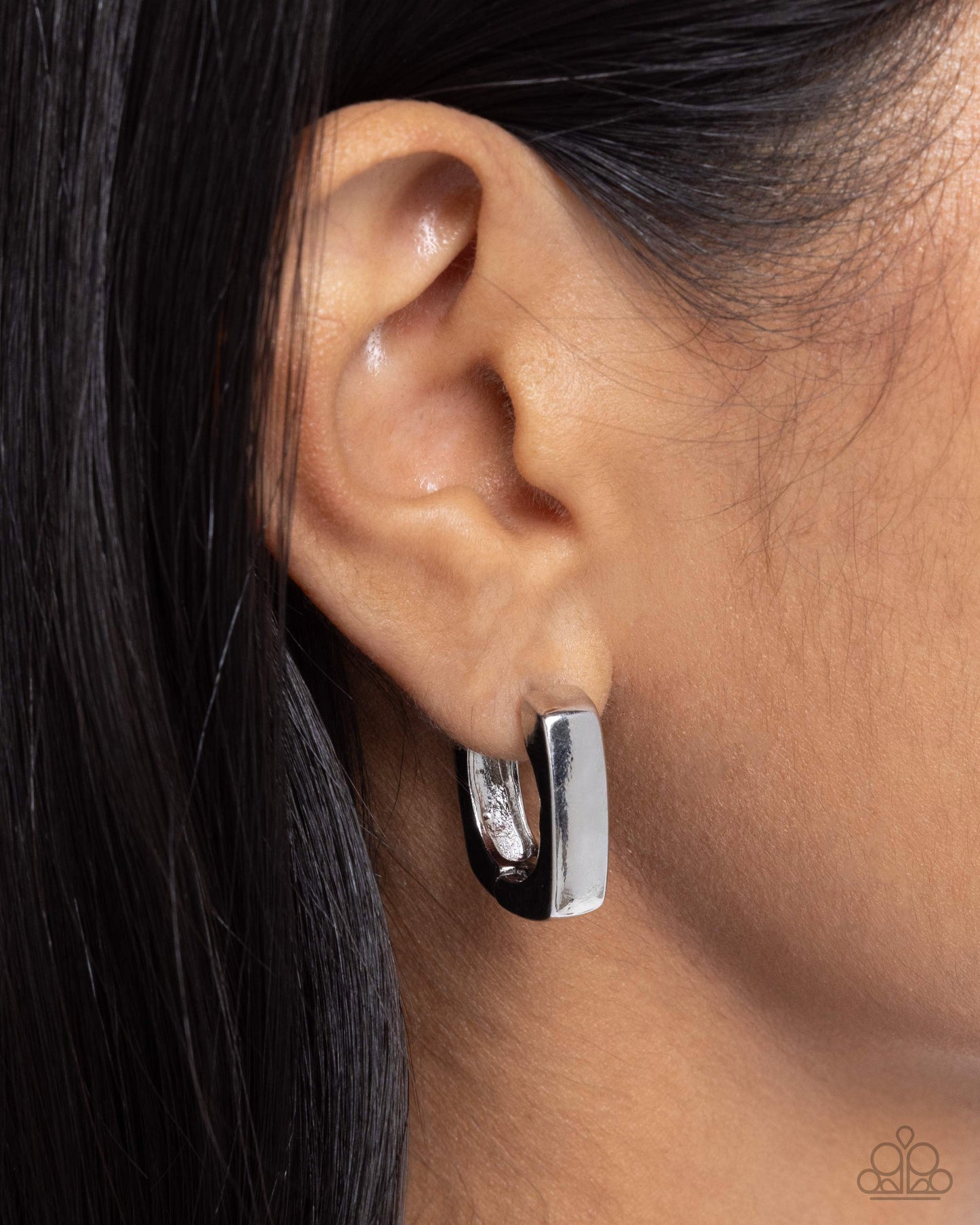 Fortnight Fashion - Silver Hinged 3/4 Hoop Earring Paparazzi E2574