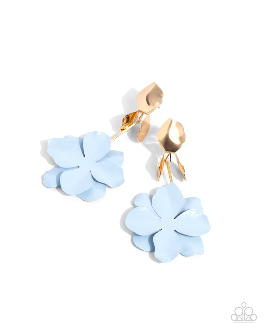 Malibu Moderato - Blue Winter Sky Painted Floral Post Earring Paparazzi E1205