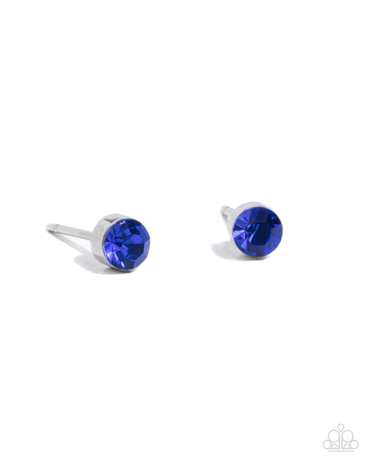 Logical Light - Blue Sapphire Rhinestone Silver Stud Earring Paparazzi E2828