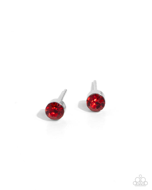 Logical Light - Red Rhinestone Post Earring Paparazzi E2568