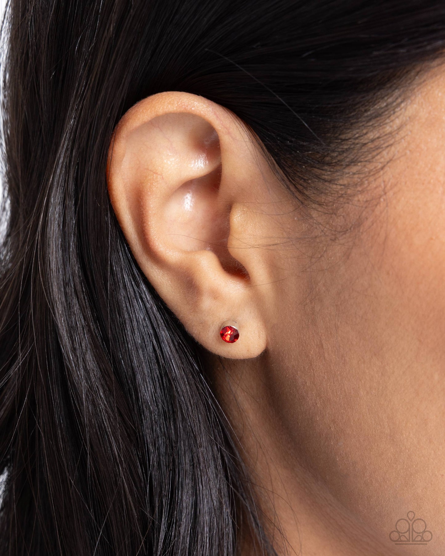 Logical Light - Red Rhinestone Post Earring Paparazzi E2568