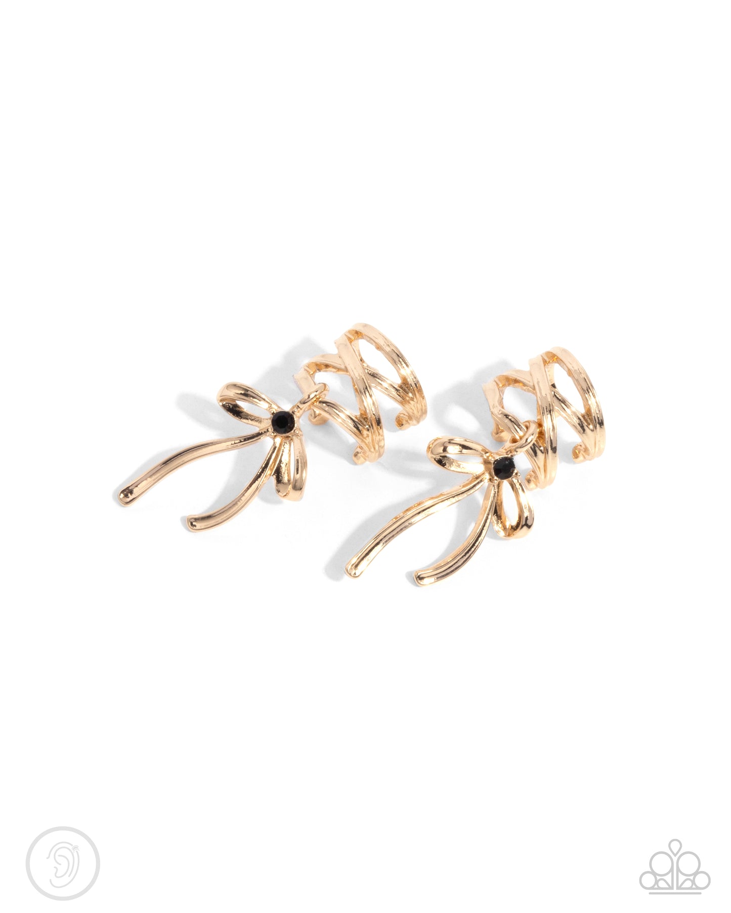 Ballet Lacing - Gold Bow Ballet Inspired Ear Cuff E2417