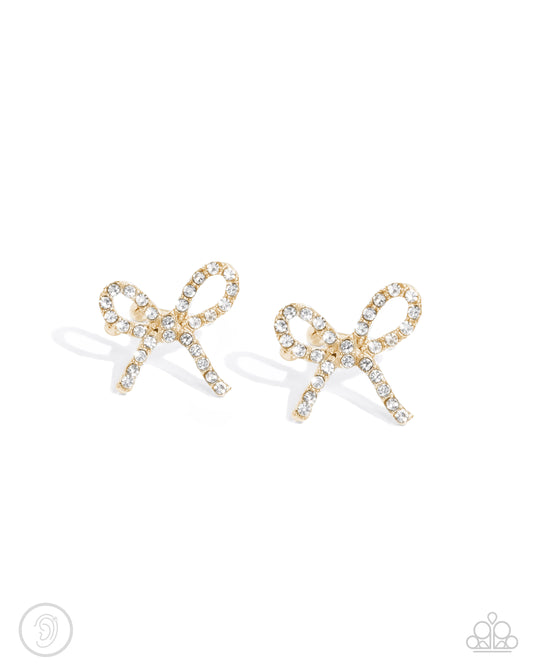 Convincing Charm - Gold Bow Ear Cuff Earring Paparazzi E2616