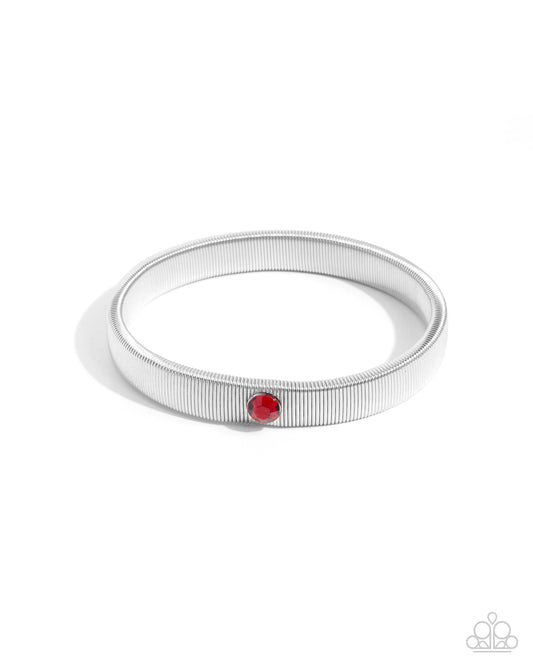 Surprising Solo - Red Gem & Silver Stretch Bracelet Paparazzi B2188